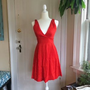 Red surplice-style dress